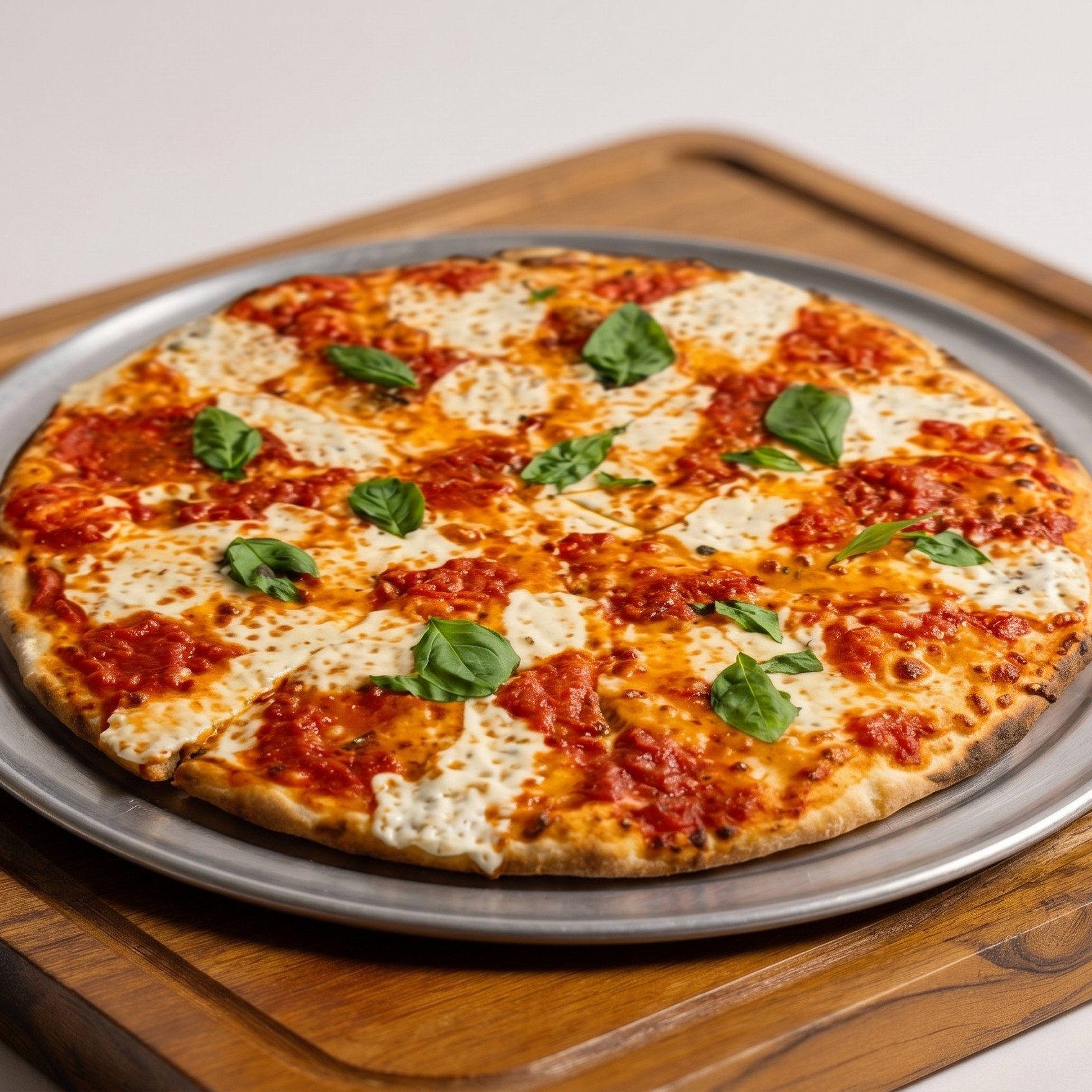 Thin Crust Margherita Pizza.